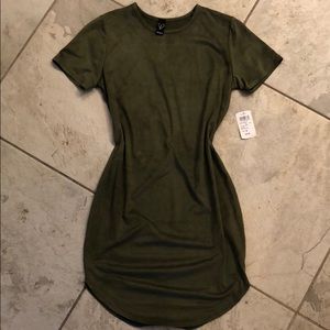 Olive Green Suede Dress